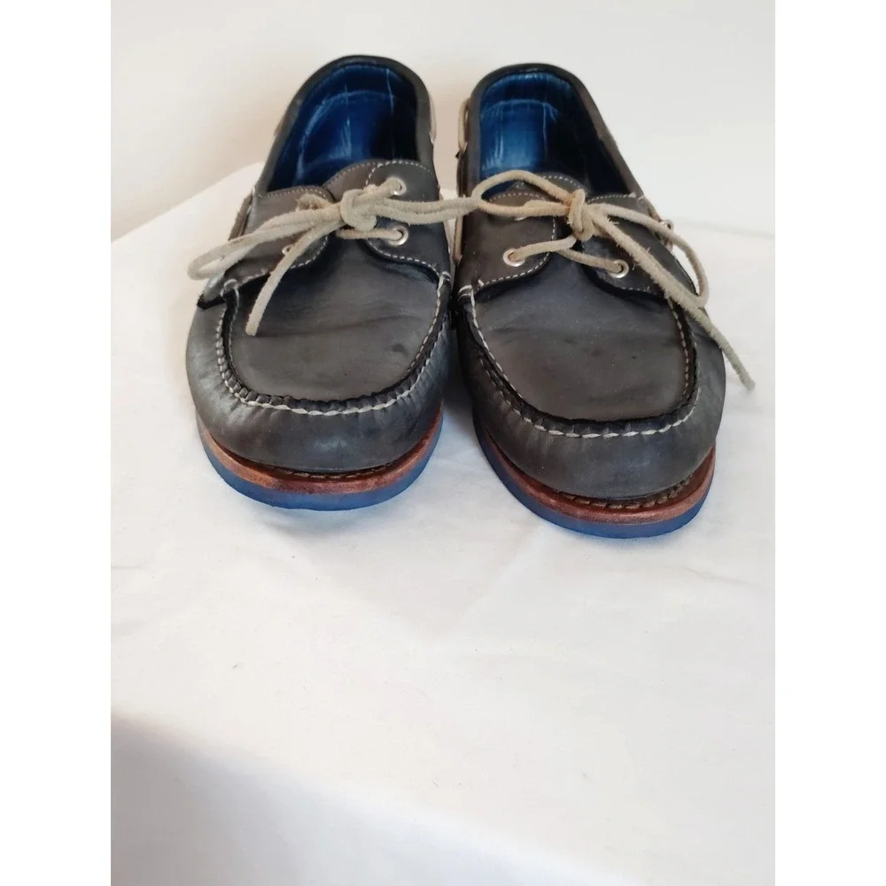 Allen Edmonds South Shore Men 9.5D Nautical Navy Blue Leather Boat Shoe Moc Toe